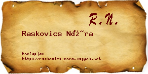 Raskovics Nóra névjegykártya